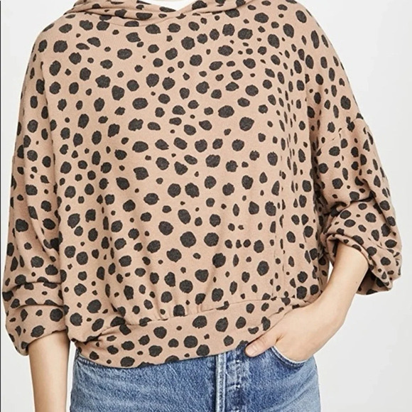 LNA Revolve Leopard Animal Print Hoodie Super Soft Cozy Pull Over Plus Size - Picture 1 of 5